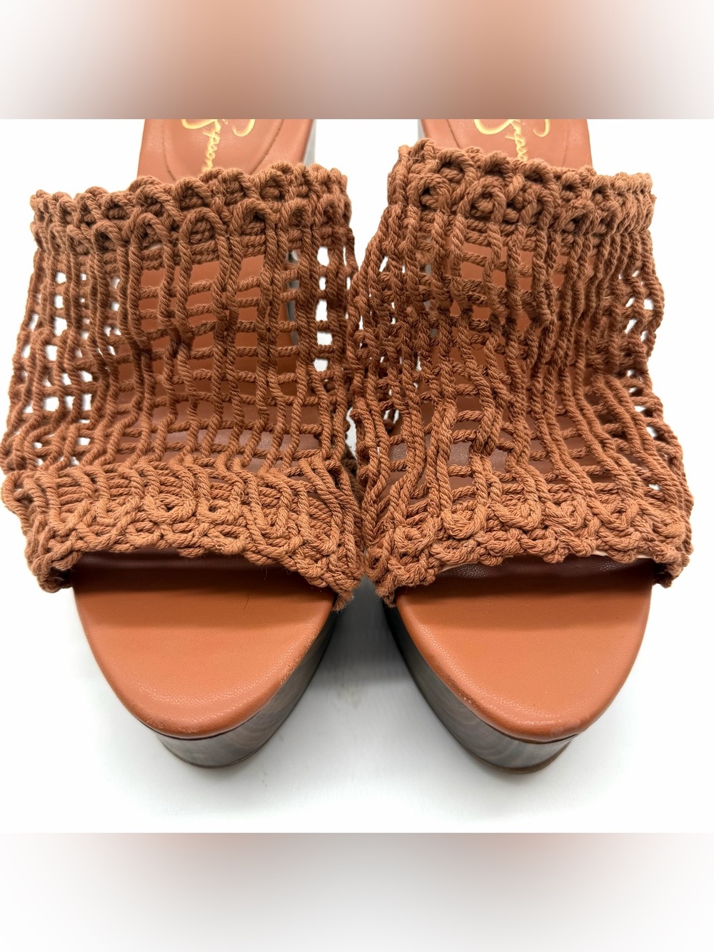 Jessica Simpson Sandal Womens 9.5 M Shelbie Platform Heels Brown Woven Casual - Picture 4 of 11